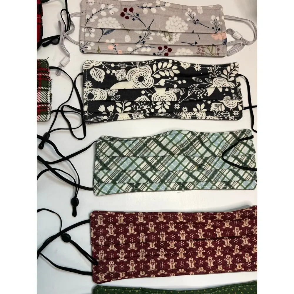 16 NEW Handmade Adjustable Cloth Double Layer Face Masks Christmas Winter Gifts